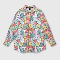 Женская рубашка oversize 3D Алфавит полигональный - паттерн