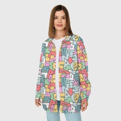 Женская рубашка oversize 3D Алфавит полигональный - паттерн - фото 2