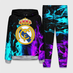 Женский костюм с толстовкой 3D Real Madrid неоновый огонь