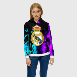 Женская толстовка 3D Real Madrid неоновый огонь - фото 2