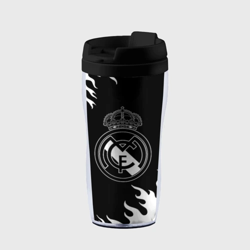 Термокружка-непроливайка Real Madrid белый огонь текстура