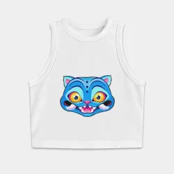 Женская укороченная майка-топ хлопок Blue tiger Derpy