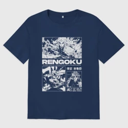 Женская футболка хлопок Oversize Кеджуро Ренгоку - клинок
