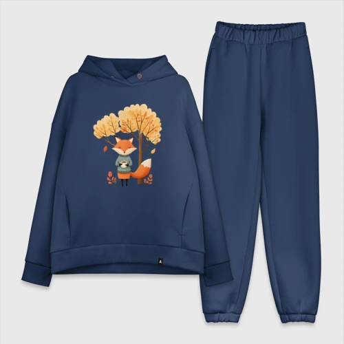 Женский костюм хлопок Oversize Лиса и осень