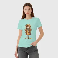 Женская футболка хлопок Девочка осень - фото 2