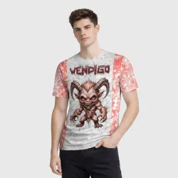 Мужская футболка 3D Wendigo - злой дух голода - фото 2