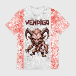Мужская футболка 3D Wendigo - злой дух голода