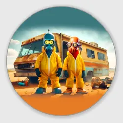 Круглый коврик для мышки Zoidberg and Bender - Breaking bad soap opera