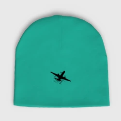 Мужская шапка демисезонная Самолет в небе