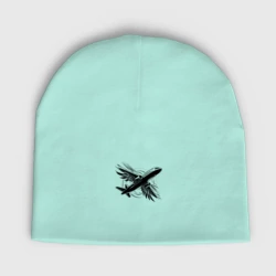 Мужская шапка демисезонная Самолет с пернатыми крыльями