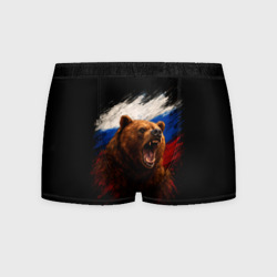 Мужские трусы 3D Медведь на фоне триколора 