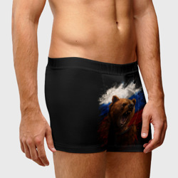 Мужские трусы 3D Медведь на фоне триколора  - фото 2