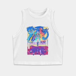 Женская укороченная майка-топ хлопок KPop Demon Hunters and Saja Boys