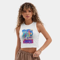 Женская укороченная майка-топ хлопок KPop Demon Hunters and Saja Boys - фото 2