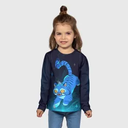 Детский лонгслив 3D Blue tiger and a six eyed magpie - фото 2