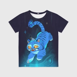 Детская футболка 3D Blue tiger and a six eyed magpie