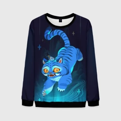 Мужской свитшот 3D Blue tiger and a six eyed magpie