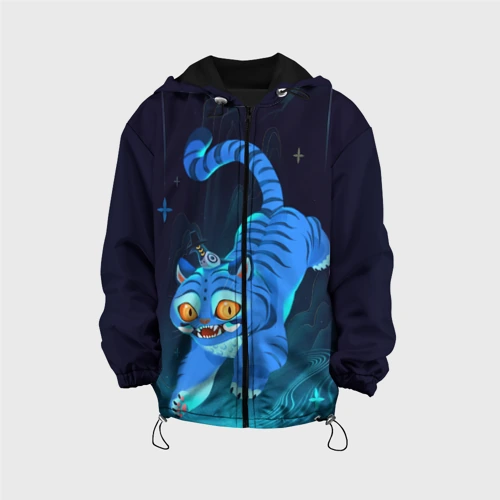 Детская куртка 3D Blue tiger and a six eyed magpie