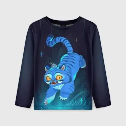 Детский лонгслив 3D Blue tiger and a six eyed magpie