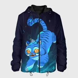 Мужская куртка 3D Blue tiger and a six eyed magpie