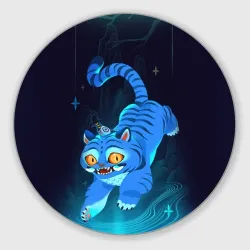 Круглый коврик для мышки Blue tiger and a six eyed magpie