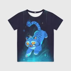 Детская футболка 3D Blue tiger and a six eyed magpie