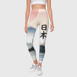 Леггинсы 3D Японский пейзаж и иероглифы - фото 2