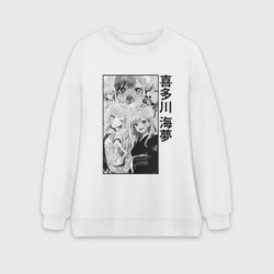 Женский свитшот oversize без начеса хлопок Марин - эта фарфоровая кукла влюбилась