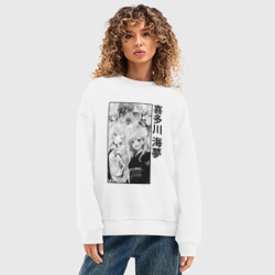 Женский свитшот oversize без начеса хлопок Марин - эта фарфоровая кукла влюбилась - фото 2