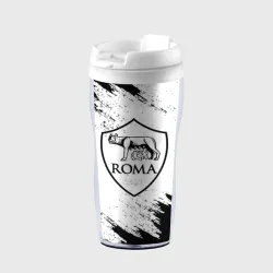 Термокружка-непроливайка ROMA черно белые штрихи