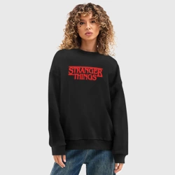 Женский свитшот oversize без начеса хлопок Очень странные дела заставка - фото 2