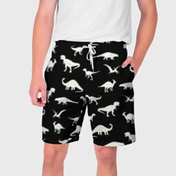 Мужские шорты 3D Силуэты динозавров - паттерн