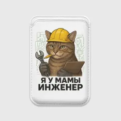 Картхолдер Magsafe магнитный Я у мамы инженер - кот-инженер