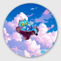 Круглый коврик для мышки Tiger Derpy in the clouds