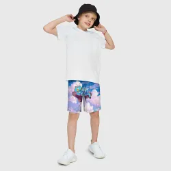Детские спортивные шорты 3D Tiger Derpy in the clouds - фото 2