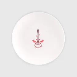 Тарелка Гитара с крыльями и листиками, пиксельная вышивка