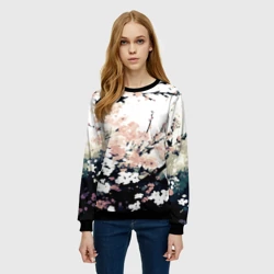 Женский свитшот 3D Цветущее нежное дерево абстракция - фото 2