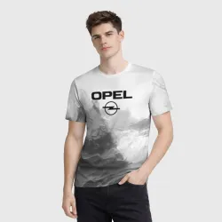 Мужская футболка 3D Opel на сером абстрактном фоне - фото 2