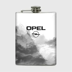 Фляга Opel на сером абстрактном фоне