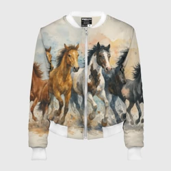 Женский бомбер 3D Кони бегут