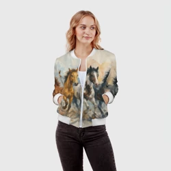 Женский бомбер 3D Кони бегут - фото 2