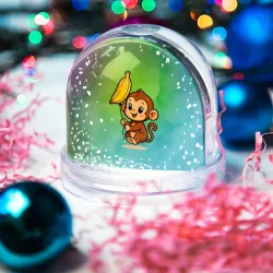 Игрушка Снежный шар Обезьянка с воздушным шариком бананом - фото 2
