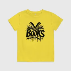 Детская футболка хлопок Книги черной краской