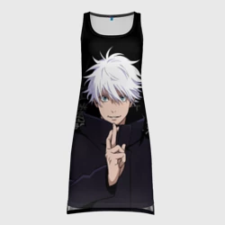 Платье-майка 3D Годжо Сатору на фоне иероглифов 