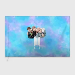 Флаг 3D BTS голубой фон