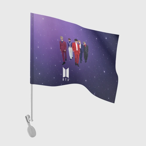Флаг для автомобиля BTS фиолетовый фон