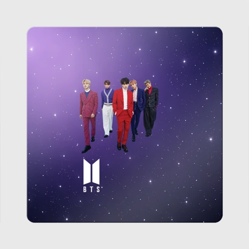 Магнит виниловый Квадрат BTS фиолетовый фон