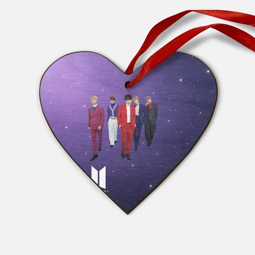 Деревянная игрушка Сердце BTS фиолетовый фон