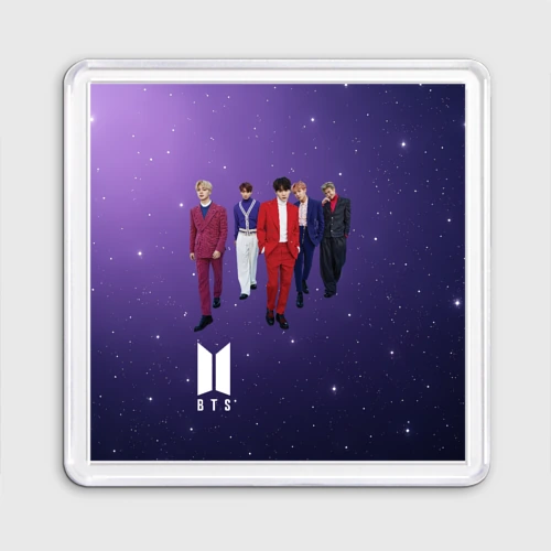 Магнит 55*55 BTS фиолетовый фон