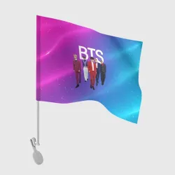 Флаг для автомобиля BTS розово-голубой фон